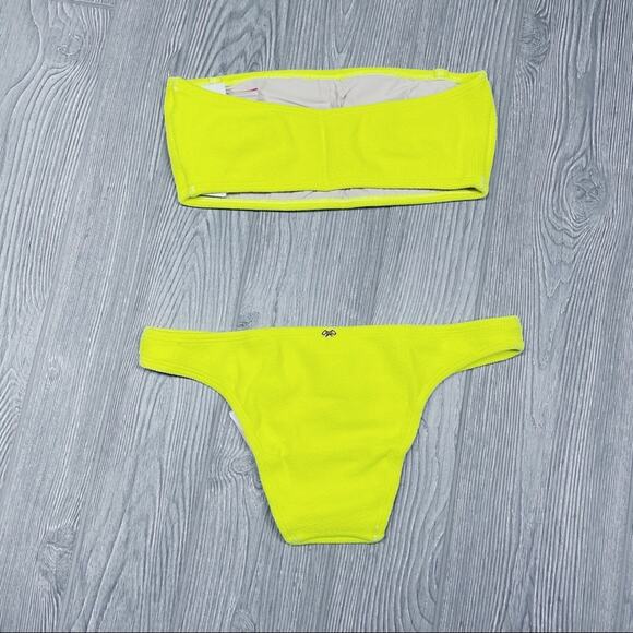💗 3/$10 💗  NEW PQ Swim cheeky bandeau bikini neon yellow green medium - Picture 4 of 8